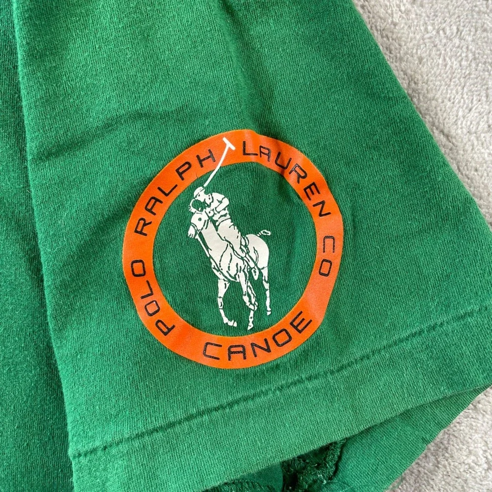 Polo Ralph Lauren T Shirt Mens Medium Green Canoe Class Preppy Custom Fit
